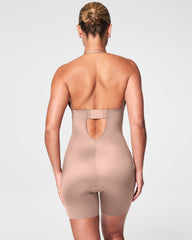 SPANXshape™ Suit Your Fancy Plunge Low-Back Mid-Thigh Bodysuit Cafe Au Lait