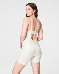 SPANXshape™ Suit Your Fancy Plunge Low-Back Mid-Thigh Bodysuit Linen