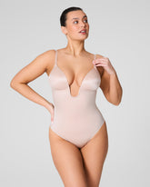 SPANXshape™ Suit Your Fancy Plunge Low-Back Thong Bodysuit Champagne Beige
