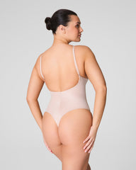 SPANXshape™ Suit Your Fancy Plunge Low-Back Thong Bodysuit Champagne Beige