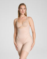 SPANXsupersculpt™ Transform Open-Bust Mid-Thigh Bodysuit Champagne Beige