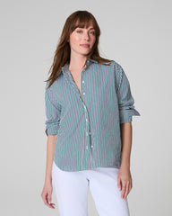 SPANX® Poplin Oversized Button-Up Shirt Classic White/Timeless Navy/Ivy