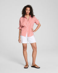 SPANX® Poplin Oversized Button-Up Shirt Porcelain/Poppy