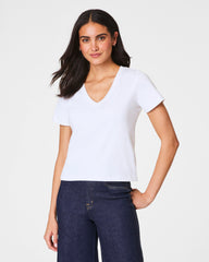 SPANX® Cotton V-Neck Tee Classic White