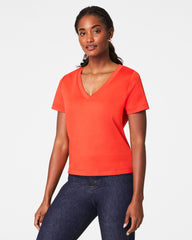 SPANX® Cotton V-Neck Tee Poppy