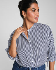SPANX® Poplin Button-Up Tunic Classic White/Timeless Navy