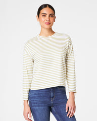 SPANX® Cotton Long Sleeve Crewneck Top Cypress Stripe