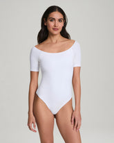 SPANXsmooth™ Jersey Scoop Neck Thong Bodysuit Classic White