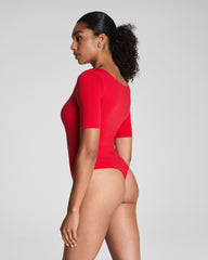 SPANXsmooth™ Jersey Square Neck Thong Bodysuit Spanx Red
