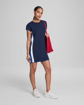 SPANX® AirEssentials Colorblock Mini T-Shirt Dress Timeless Navy/Powder/Cerulean