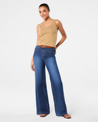 SPANX® Cotton Crewneck Tank Stripe Flax Powder Stripe