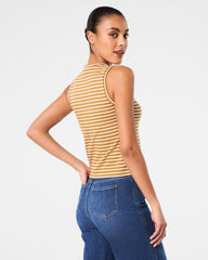 SPANX® Cotton Crewneck Tank Stripe Flax Powder Stripe