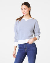 SPANX AirEssentials® Striped Crewneck Faded Indigo Stripe
