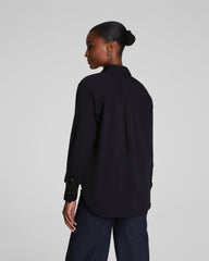 SPANX® Poplin Oversized Button-Up Shirt Classic Black