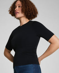 SPANX® Sleek Jersey Elbow Sleeve Ruched Top Classic Black
