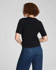 SPANX® Sleek Jersey Elbow Sleeve Ruched Top Classic Black
