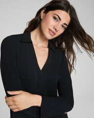 SPANX® Sleek Jersey Long Sleeve Shirt Dress Classic Black