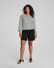 SPANX® Cotton Boatneck Top Ivory/Classic Black
