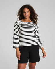 SPANX® Cotton Boatneck Top Ivory/Classic Black