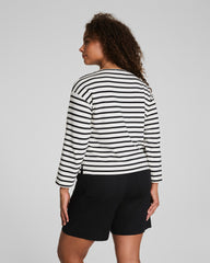 SPANX® Cotton Boatneck Top Ivory/Classic Black