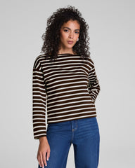 SPANX® Cotton Boatneck Top Linen/Truffle Brown