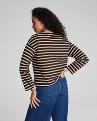 SPANX® Cotton Boatneck Top Linen/Truffle Brown