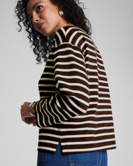 SPANX® Cotton Boatneck Top Linen/Truffle Brown