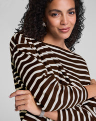 SPANX® Cotton Boatneck Top Linen/Truffle Brown