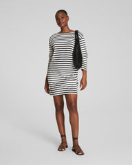 SPANX® Cotton Boatneck Mini Dress Ivory/Classic Black