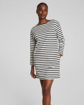 SPANX® Cotton Boatneck Mini Dress Ivory/Classic Black