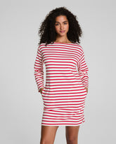 SPANX® Cotton Boatneck Mini Dress Ivory/Spanx Red