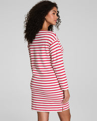 SPANX® Cotton Boatneck Mini Dress Ivory/Spanx Red
