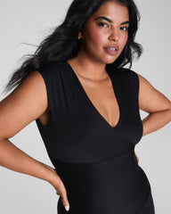 SPANXsmooth™ Jersey V-Neck Ruched Tank Classic Black
