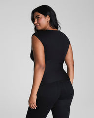 SPANXsmooth™ Jersey V-Neck Ruched Tank Classic Black