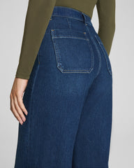 SPANXshape™ Authentic 360 Cropped Wide Leg Jeans with Patch Pockets Adriatic Blue