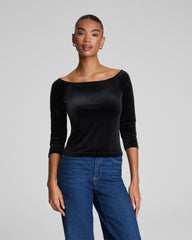SPANX® Velvet Ballet Neck Long Sleeve Top Classic Black
