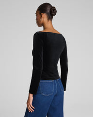 SPANX® Velvet Ballet Neck Long Sleeve Top Classic Black