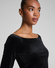 SPANX® Velvet Ballet Neck Long Sleeve Top Classic Black