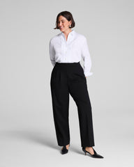 SPANX® Ponte Pleated Barrel Leg Trouser with Tuxedo Stripe Classic Black