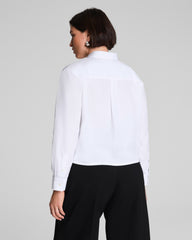 SPANX® Poplin Cropped Button-Up Shirt Classic White