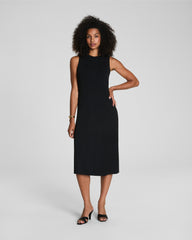 SPANX® Sleek Jersey Crewneck Ruched Midi Dress Classic Black