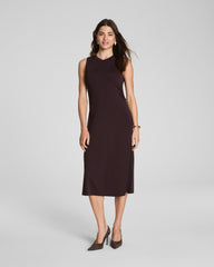 SPANX® Sleek Jersey Crewneck Ruched Midi Dress Truffle Brown