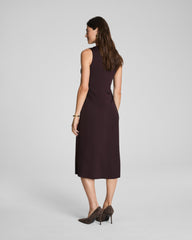 SPANX® Sleek Jersey Crewneck Ruched Midi Dress Truffle Brown