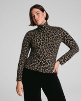 SPANX® Ponte Jacquard Turtleneck Light Leopard Print