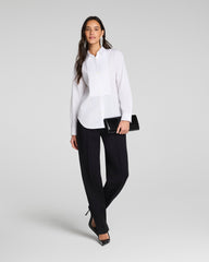 SPANX® Poplin Mini Pintuck Button-Up Shirt Classic White