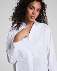 SPANX® Poplin Tuxedo Button-Up Shirt Classic White