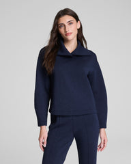 SPANX AirEssentials® Brushed Collared Long Sleeve Top Timeless Navy Heather
