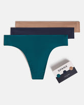 SPANXsmooth™ Fit-To-You Thong 3-Pack Box Emerald Bay/Timeless Navy/Cafe Au Lait