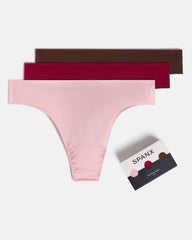 SPANXsmooth™ Fit-To-You Thong 3-Pack Box Fleur/Red Merlot/Espresso