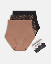 SPANXsmooth™ Fit-To-You Brief 3-Pack Box Cafe Au Lait/Iconic Leopard/Very Black